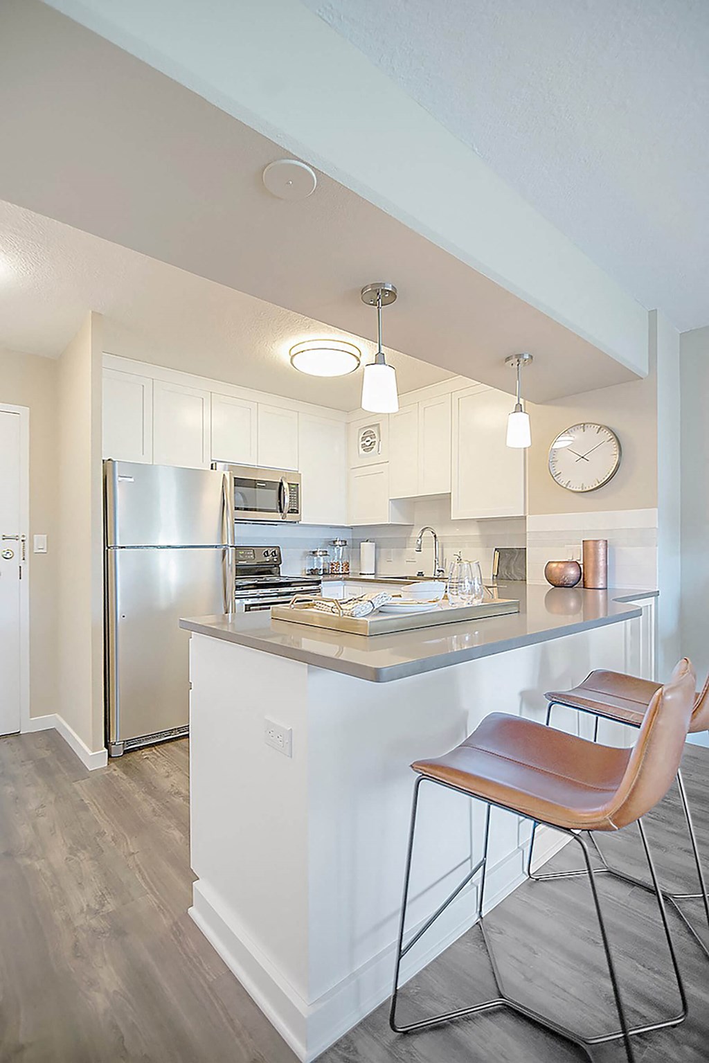 Model Kitchen at 735 St Clair Apartments in Portland OR