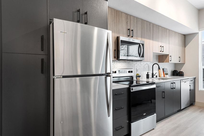 Stainless steel appliances at Radiate Apartments in Redmond WA - Photo Gallery 1