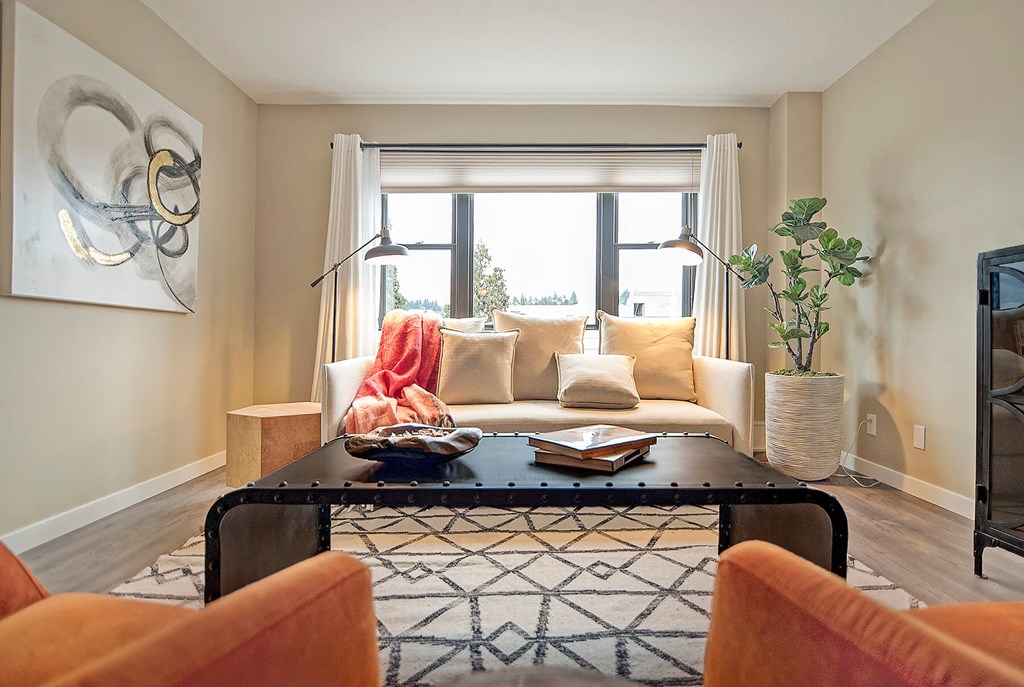 Model Living Room at 735 St Clair Apartments in Portland OR