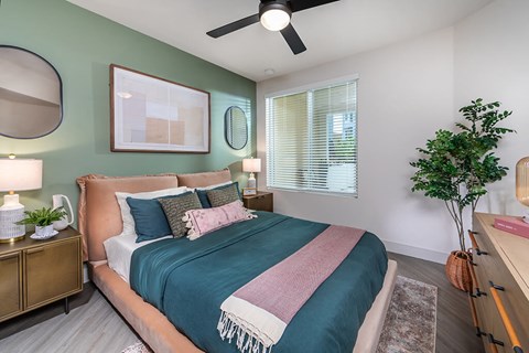 Model Marrakesh Gray Design Package Bedroom at Bowen Apartments in San Diego CA