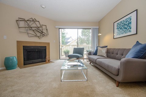 Living room at Rock Peak on Sunset Apartments in Longmont CO