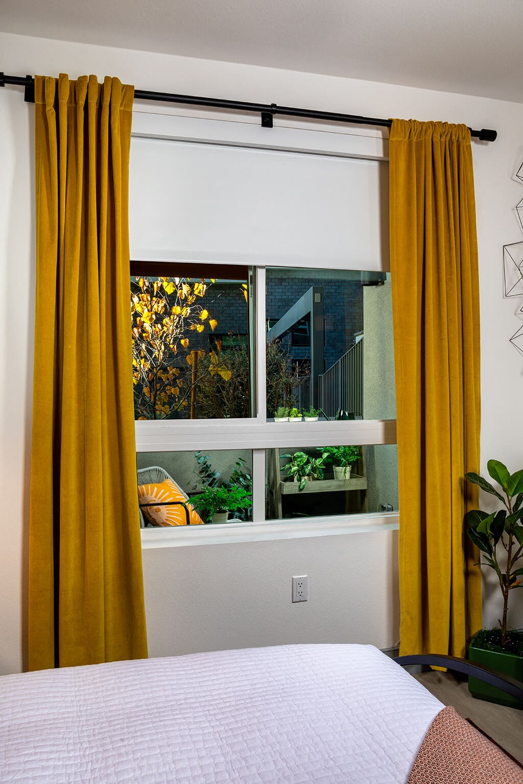 Model Pewter Bedroom Solar Shade at Chroma Apartment Homes in Canoga Park CA