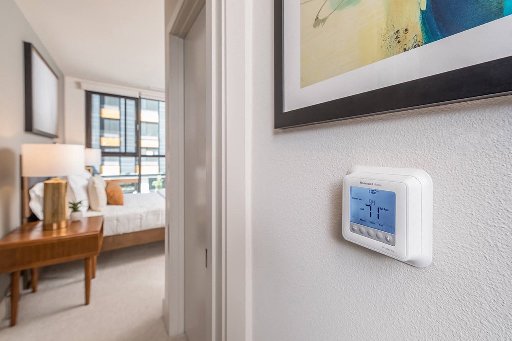 Model Pewter Design Package Thermostat at North at Totem Lake Apartments in Kirkland WA