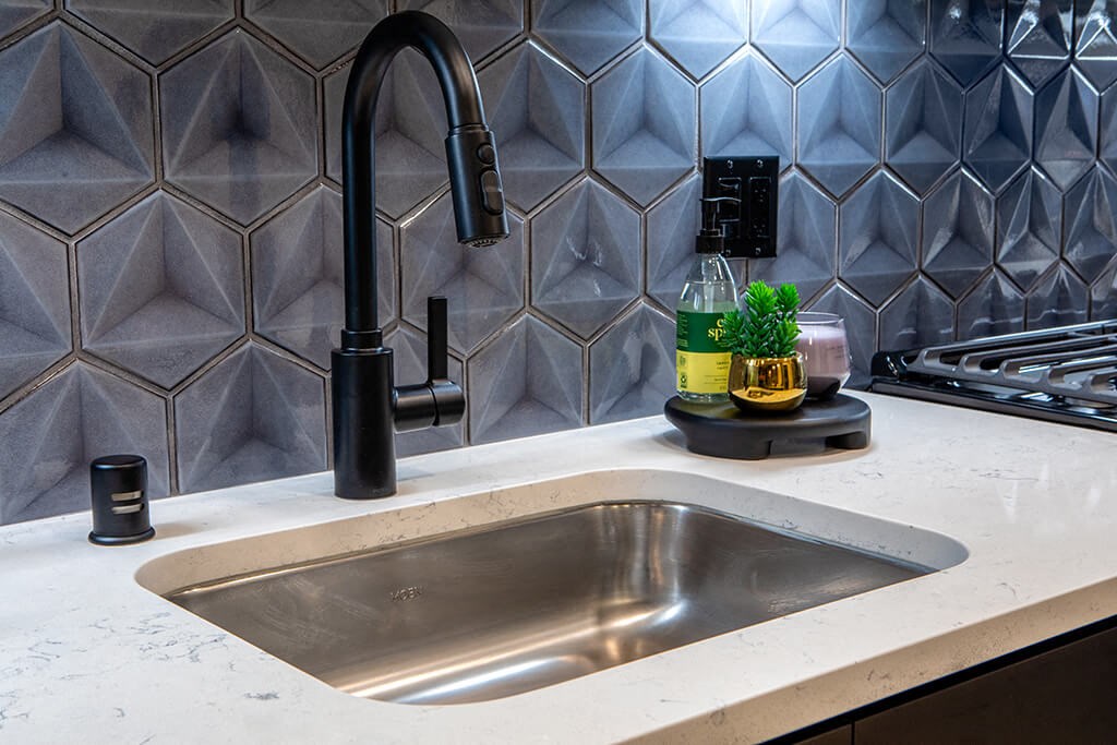 Model Pewter Kitchen Sink at Chroma Apartment Homes in Canoga Park CA