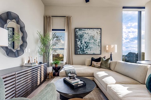 Living room at 1010 Waugh Apartments in Houston TX