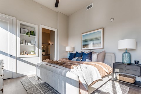 Primary bedroom at 1010 Waugh Apartments in Houston TX