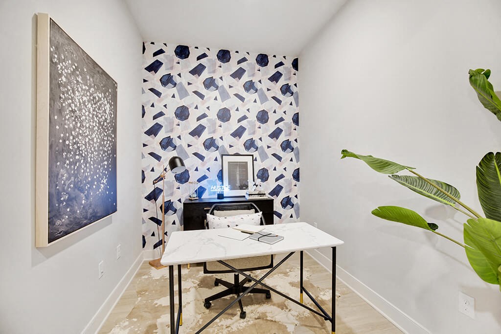 Model Sandalwood Design Package Den at 1810 Main Apartments in Houston TX