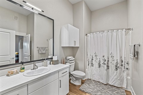 Model Second Bathroom at Town Center Apartments in Santa Clarita CA