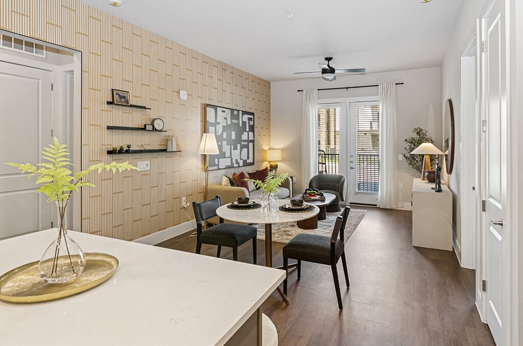 Model Slate Design Package Dining and Living at The Waylon Apartments and Townhomes in McKinney TX