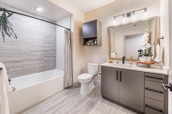 Model Slate Finish Package Bathroom Secondary at Aura Apartment Homes in Orange CA - Photo Gallery 40