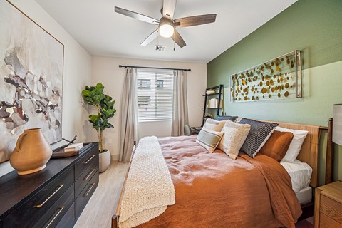 Model Snow Design Package Bedroom at Olivean Apartments in Broomfield CO