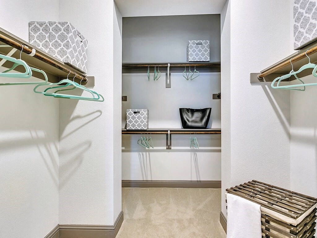Model Walk-in Closet at The Huntington Apartments in Plano TX