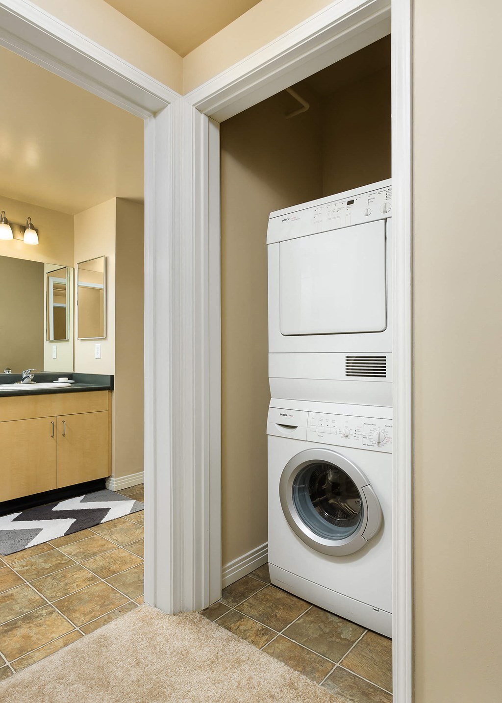 Model Washer and Dryer at Haven at Del Mar Station Apartments in Pasadena CA