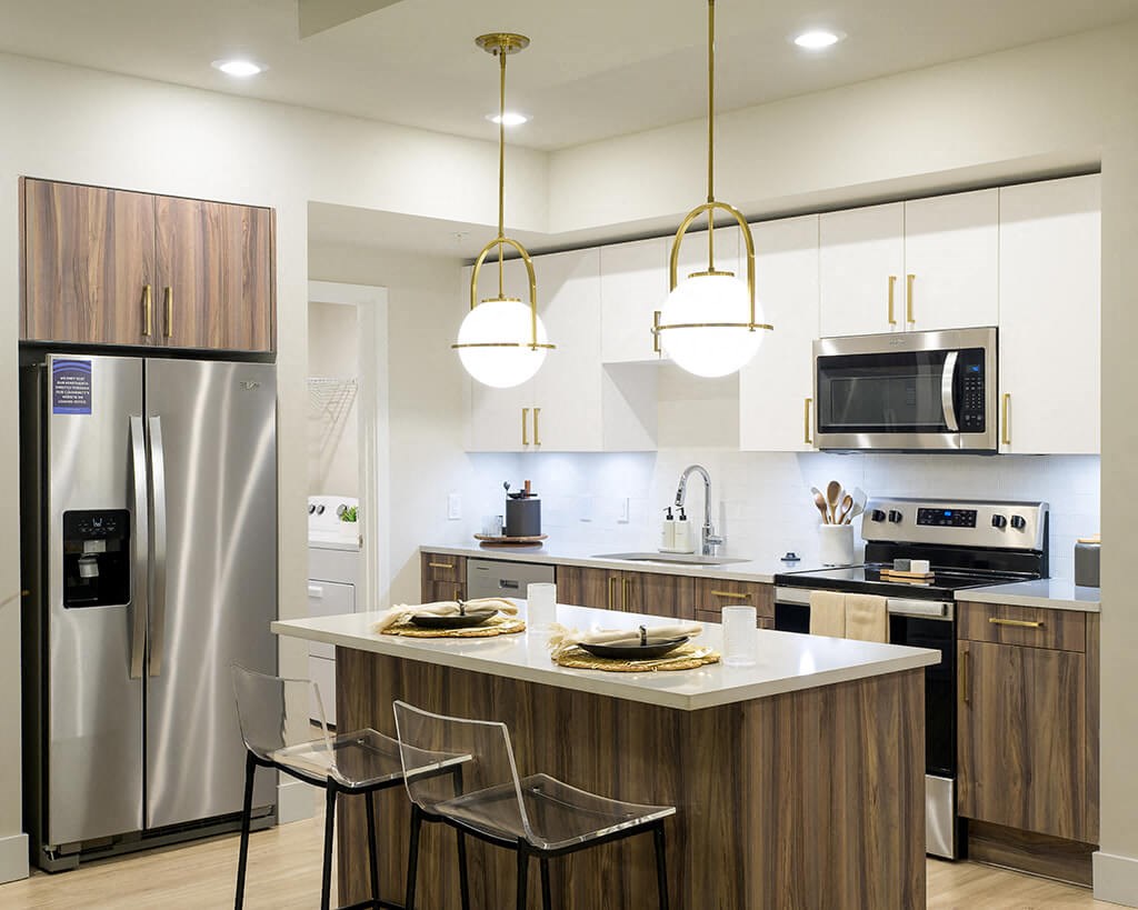 Model kitchen and appliances at Coasterra Apartments in Fort Lauderdale FL