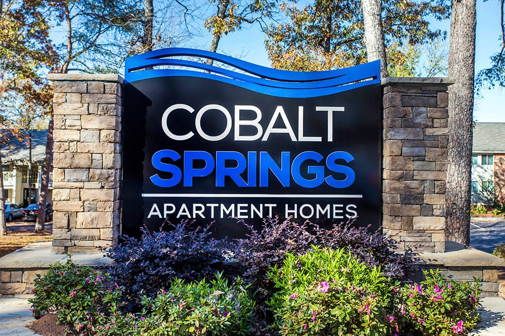 Monument sign at Cobalt Springs Apartment Homes in Taylors SC