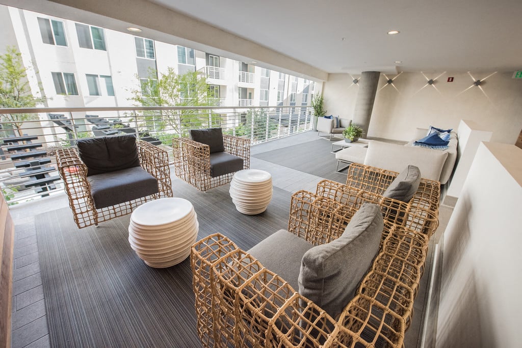 Outdoor lounge at Apex apartments in Laguna Niguel CA