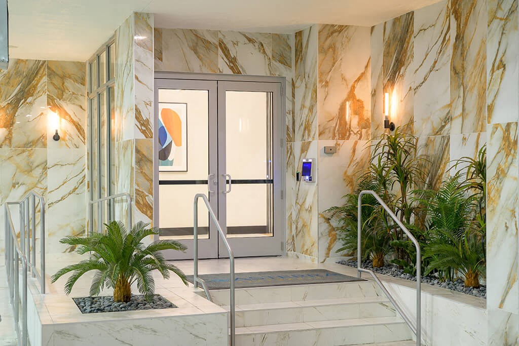 Parking garage entrance at Coasterra Apartments in Fort Lauderdale FL