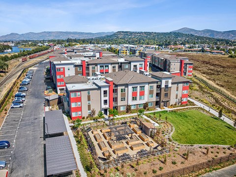 Aerial view of community at The Braydon Apartments in Napa CA