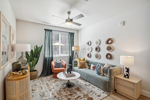 Model living room at The Braydon Apartments in Napa CA