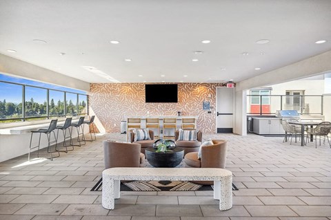 Rooftop covered seating at The Braydon Apartments in Napa CA