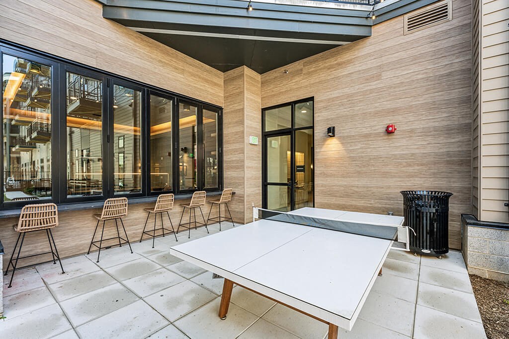 Ping pong table in courtyard at 333 Ellington Apartments in Gaithersburg MD