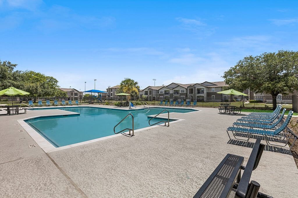 Resort style pool at Bonito Parque Apartments in San Antonio TX