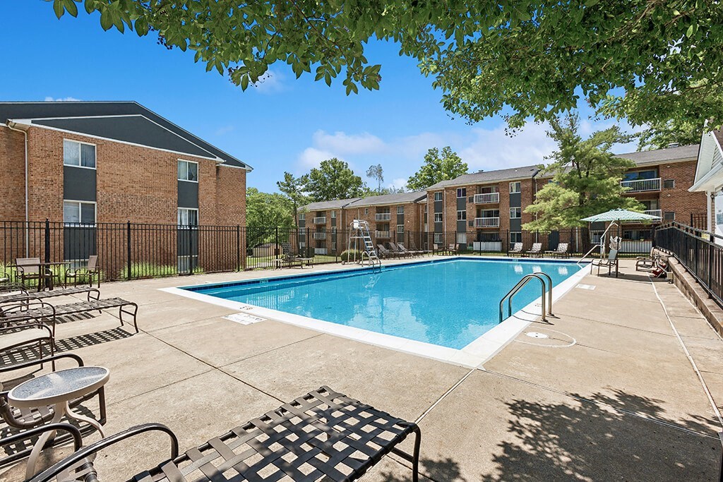 Pool and chairs at Parklane Apartments in Gaithersburg MD