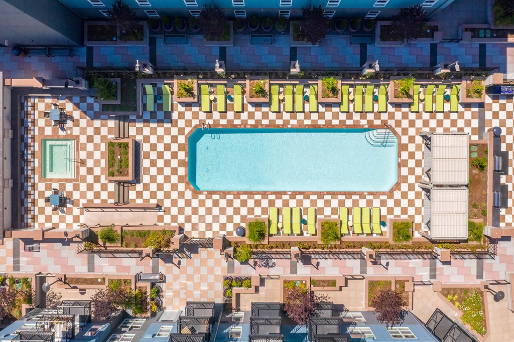 Pool Birdseye view at Aspect at Totem Lake Apartments in Kirkland WA