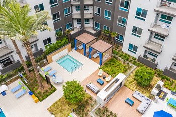 Pool Atmosphere Aerial Spa at Aura Apartment Homes in Orange CA - Photo Gallery 17