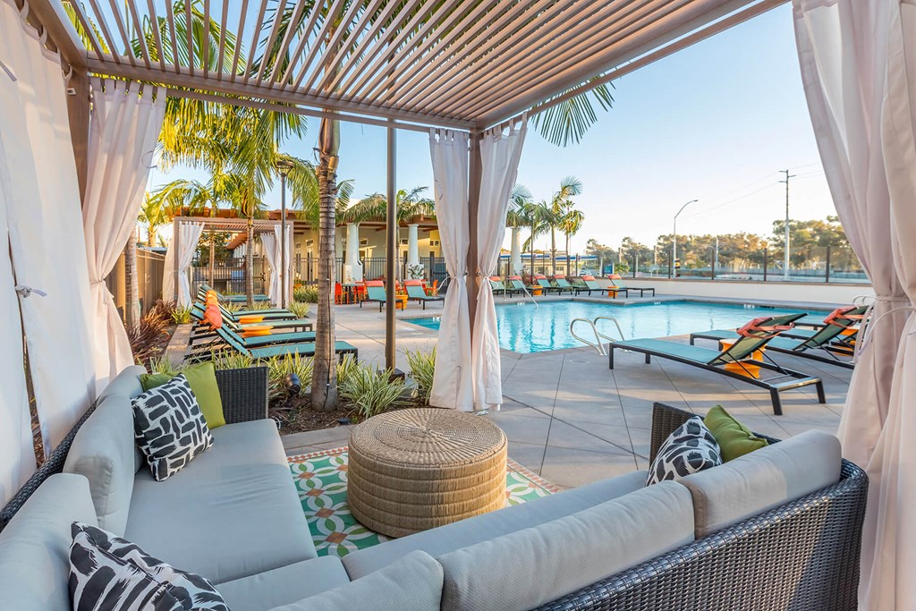 Poolside Cabana at The Seaton Apartments in San Diego CA
