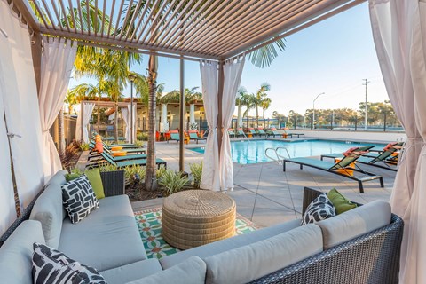 Poolside Cabana at The Seaton Apartments in San Diego CA