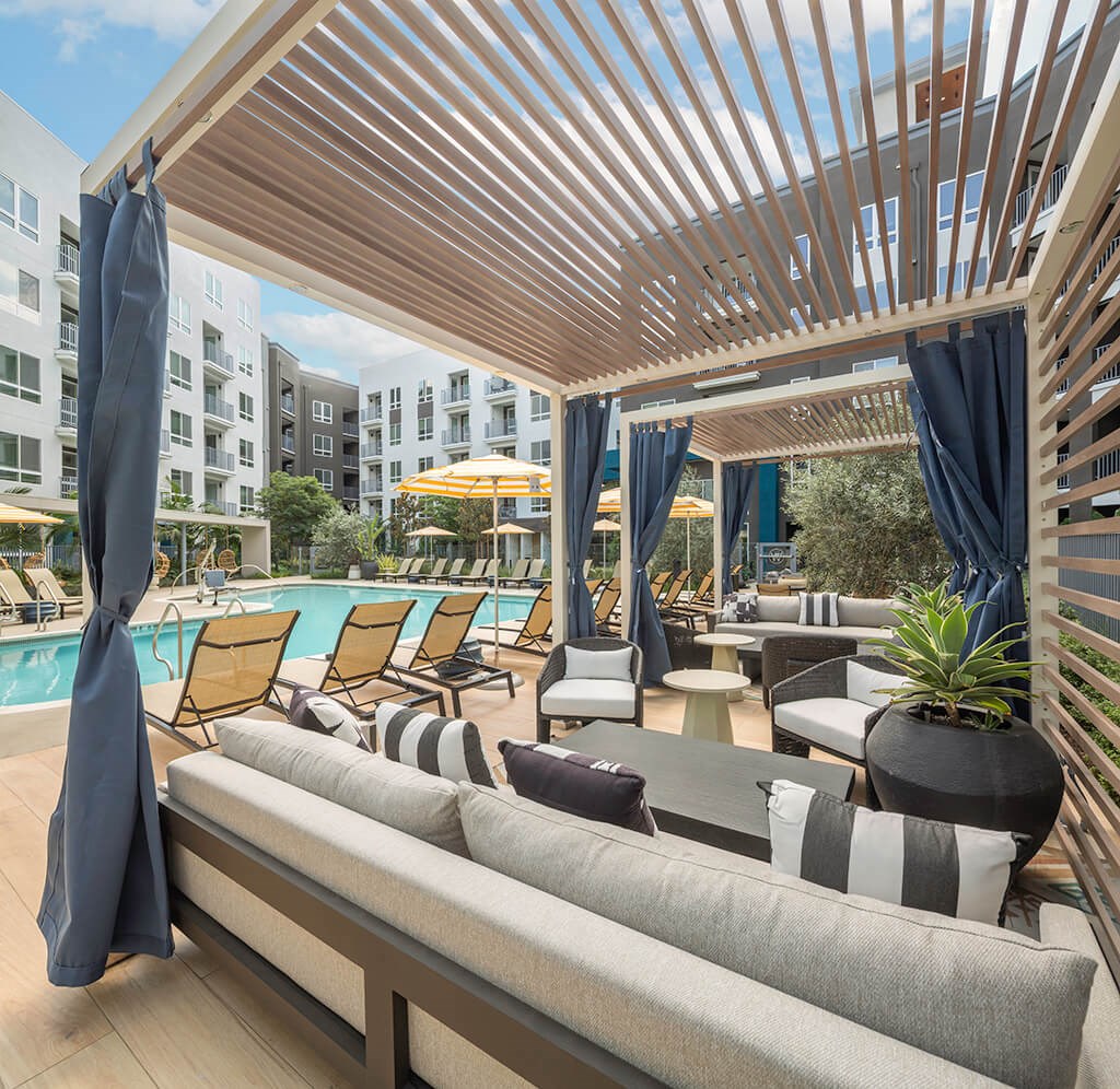 Pool Cabanas at The Wylden Apartments in Los Angeles CA