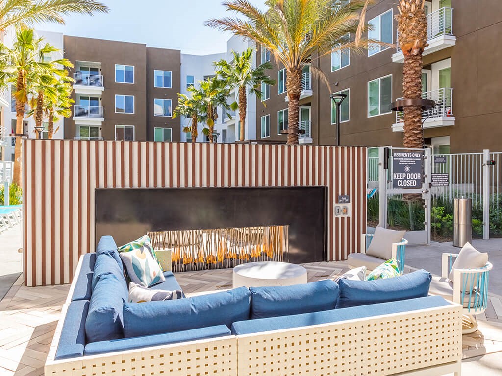 Pool Fire Feature Seating at Embark Apartments in Fremont CA