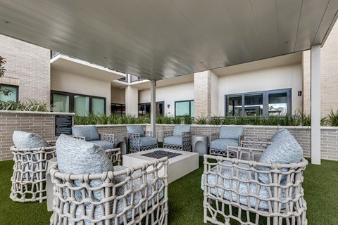 Pool fire feature at 1010 Waugh Apartments in Houston TX