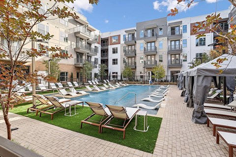 Outdoor pool at The Sevens in Dallas TX
