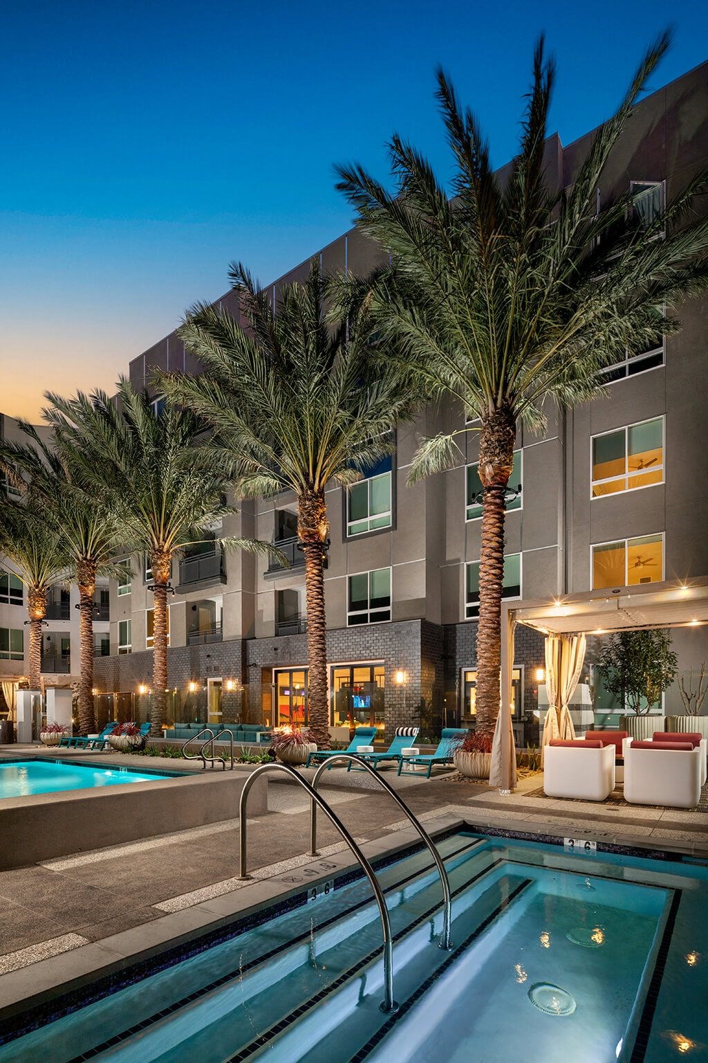 Pool Luminescence Spa Twilight at Chroma Apartment Homes in Canoga Park CA