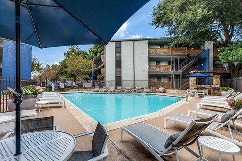 Pool area at Mission James Place Apartments in Austin TX