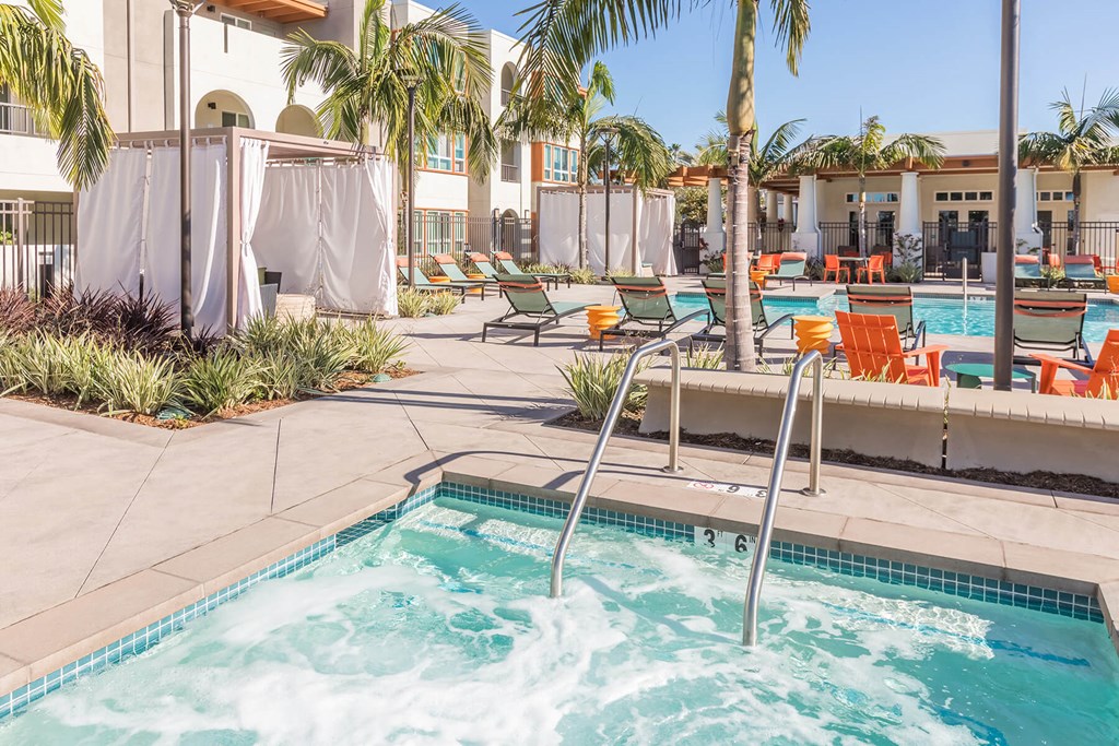 Pool with spa at The Seaton Apartments in San Diego CA