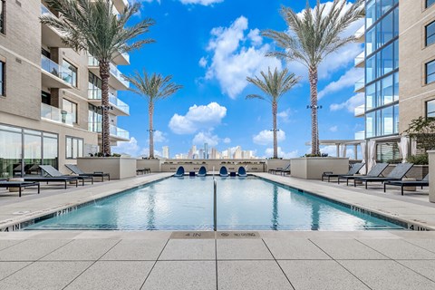 Pool view at 1010 Waugh Apartments in Houston TX