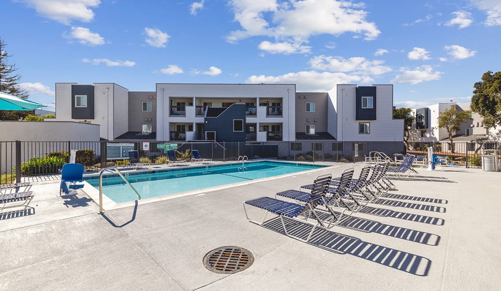 Pool and Exterior Buildings at Hilltop Commons Apartments in San Pablo CA