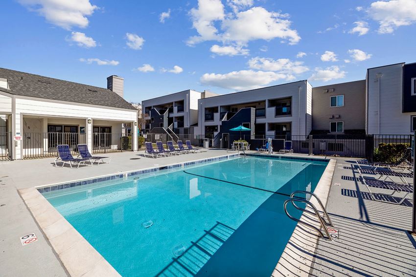 Pool and Exterior Social Lounge at Hilltop Commons Apartments in San Pablo, CA