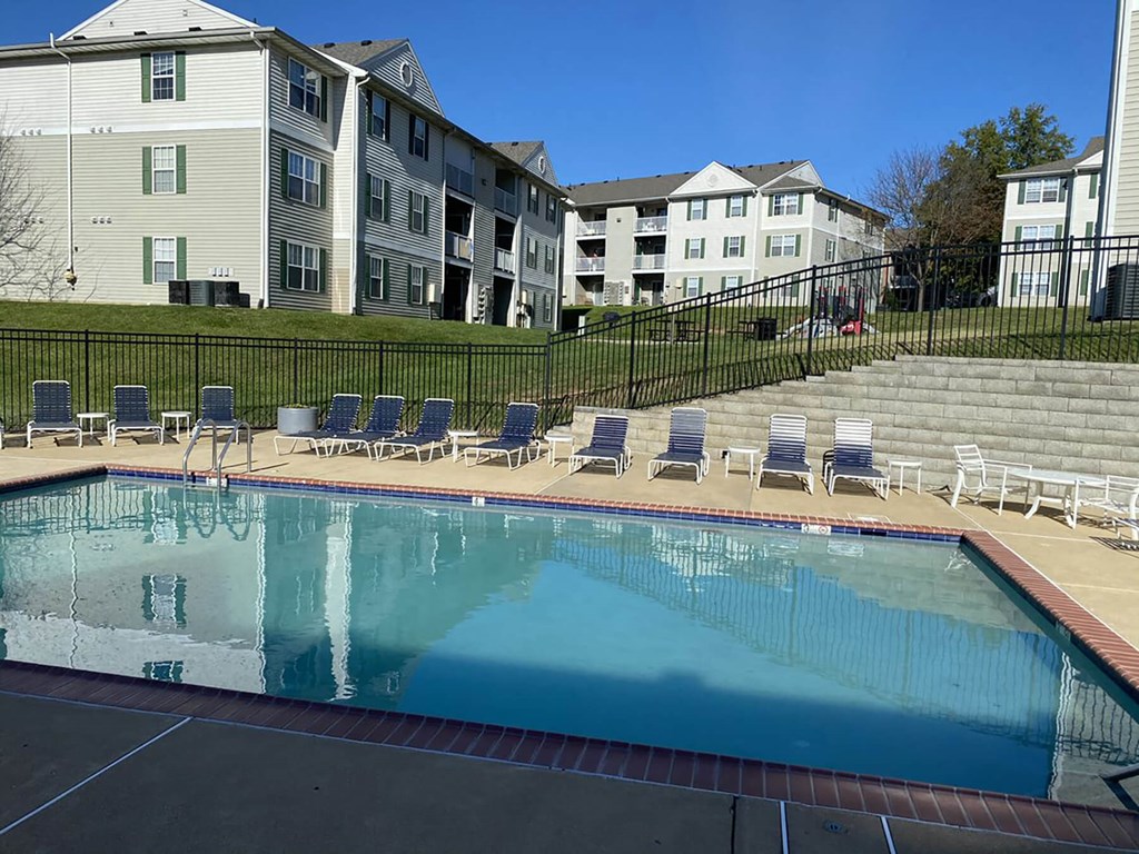 Fredericksburg Apartments - England Run North - Pool with Lounge Chairs and Tables
