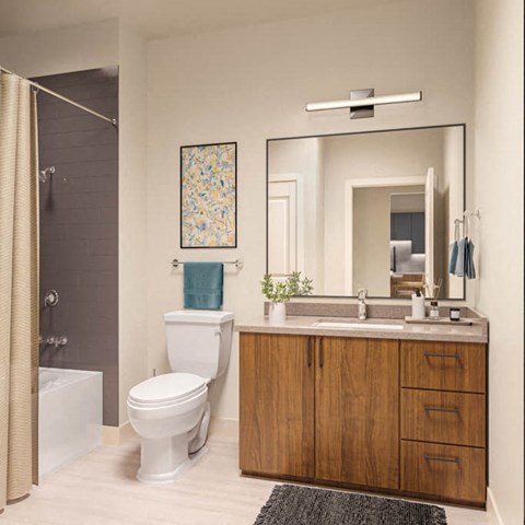 Bathroom rendering at Luca Apartments in Austin TX