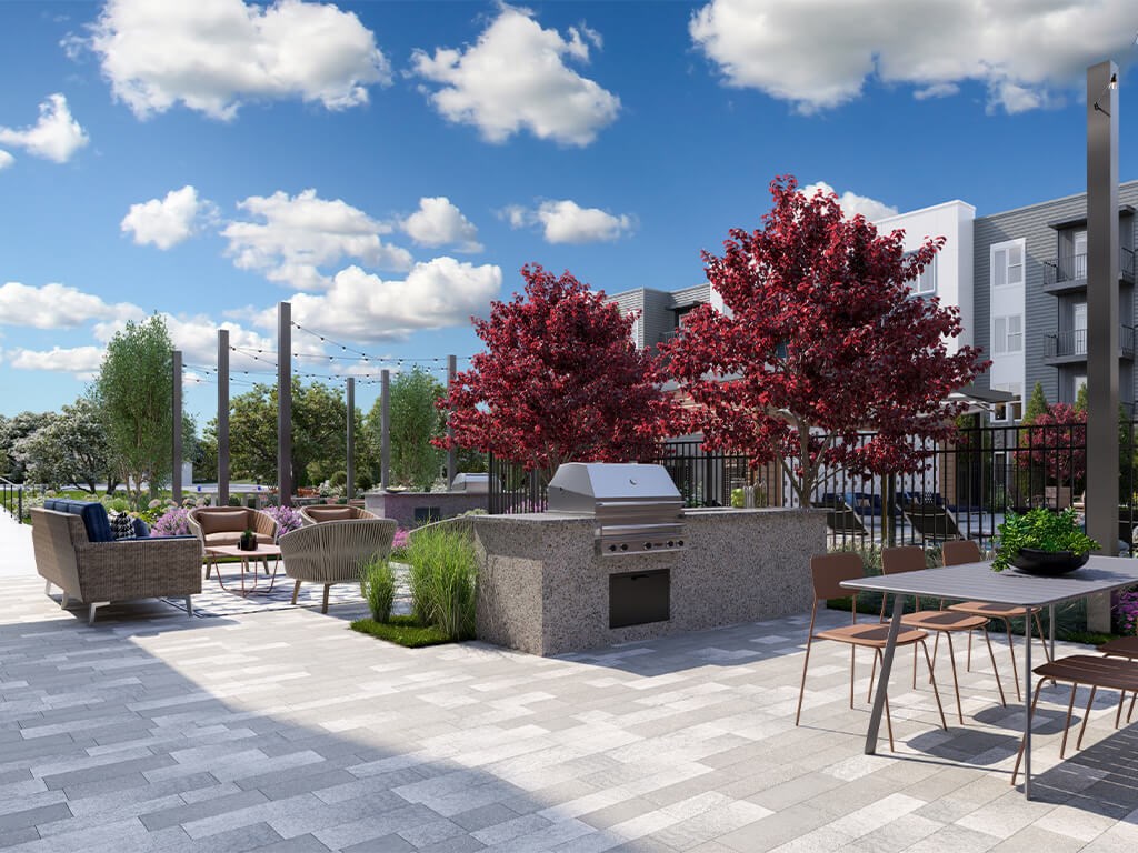 Courtyard grills at Station 316 Apartments in Woburn MA