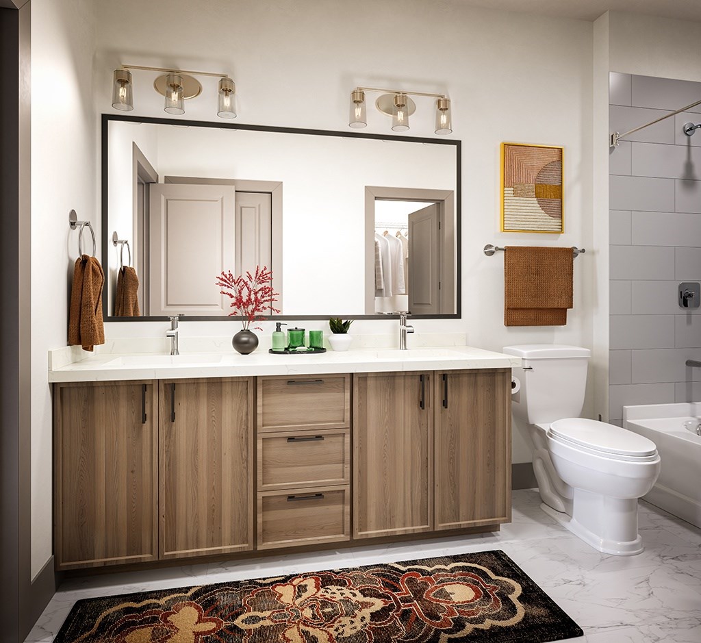 Rendering of Sage design bathroom at The Waylon in McKinney TX