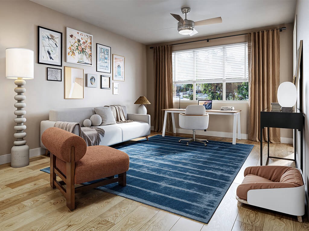 Sand design package living room at Rivair Apartment Homes in San Diego CA