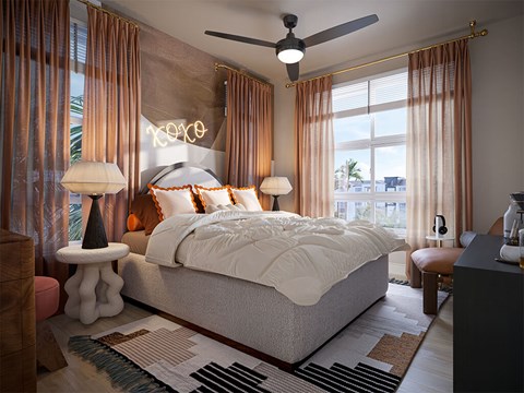 Rendering bedroom at CALIXA Apartment Homes in Camarillo CA