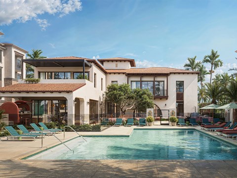Rendering swimming pool at CALIXA Apartment Homes in Camarillo CA