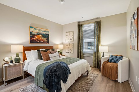 Renovated Model Bedroom at Haven at Del Mar Station Apartments in Pasadena CA