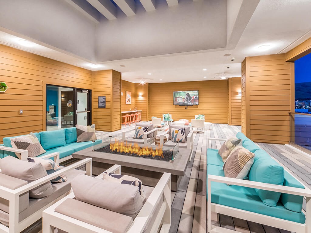 Rooftop Deck Fire Feature at Embark Apartments in Fremont CA